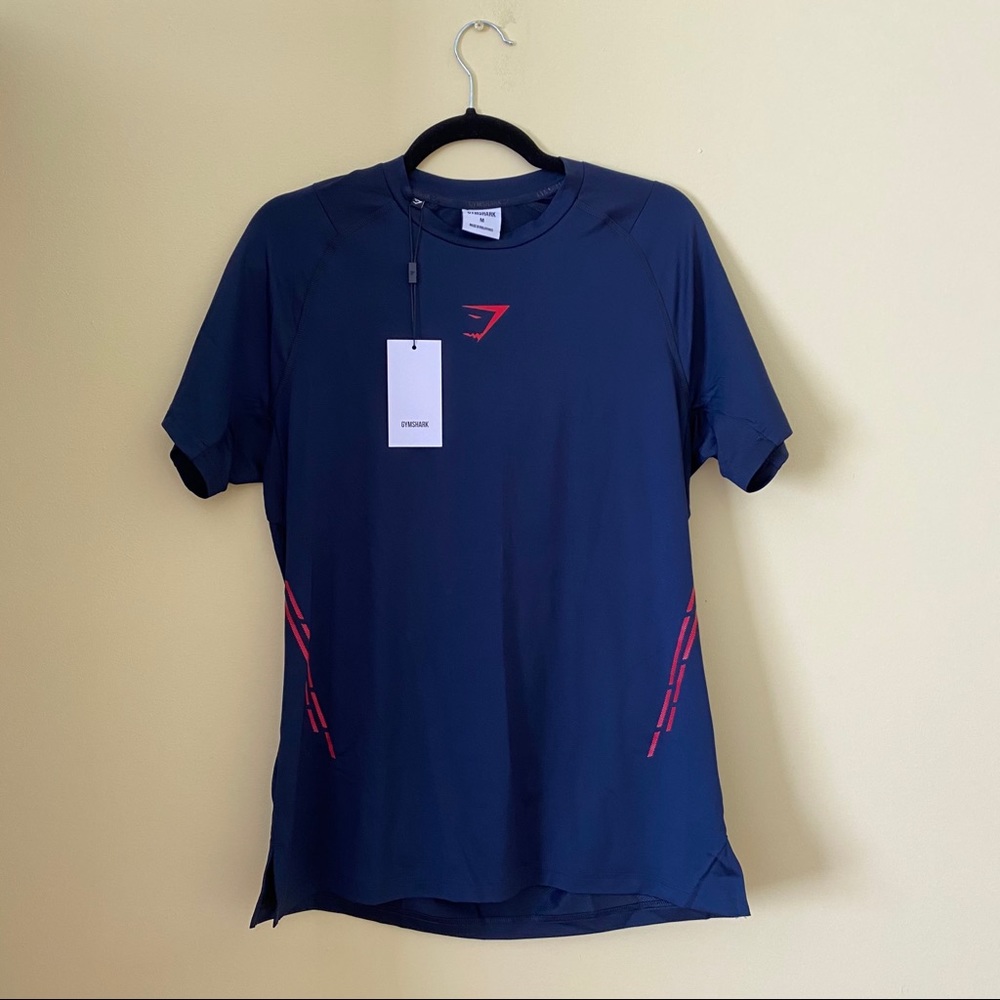 Gymshark Navy Blue & Red Workout Tee